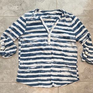 Chico’s Blue & White Striped Tunic Top | Size 00 (XS)